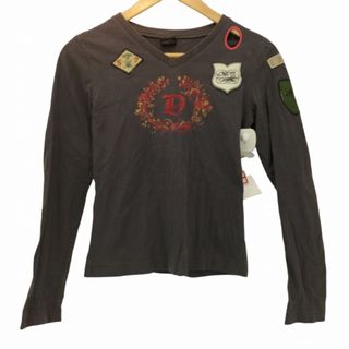 ディーゼル(DIESEL)のDIESEL(ディーゼル) ロゴプリント パッチワーク VネックTシャツ(カットソー(長袖/七分))