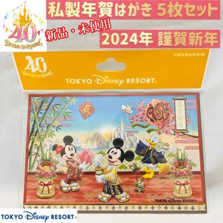 ディズニー(Disney)の【新品・未使用品】2024年 私製年賀はがき5枚 ディズニー40周年(印刷物)