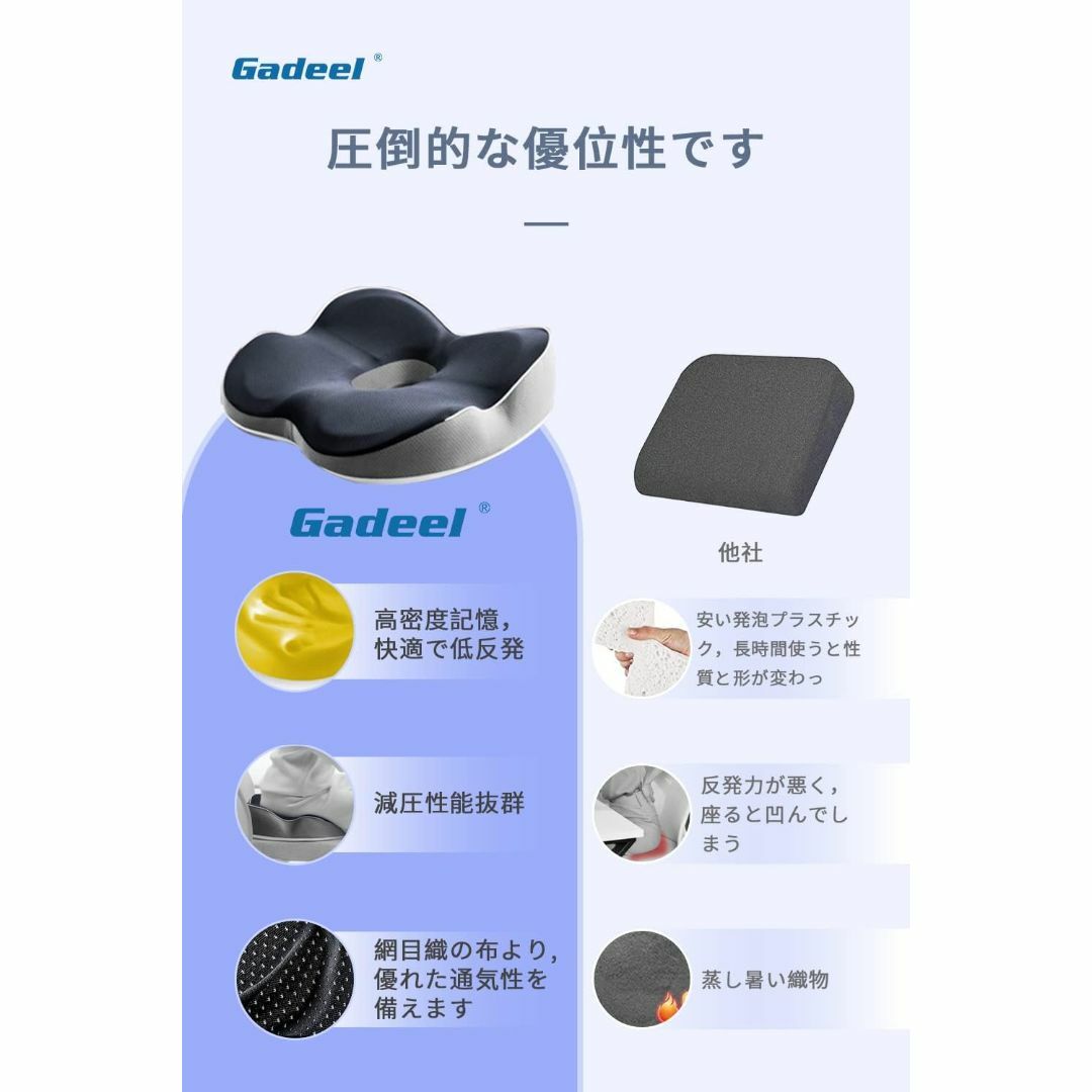 【新品未使用品】Gadeel円座クッション 椅子クッション 低反発 座布団  インテリア/住まい/日用品のインテリア小物(クッション)の商品写真