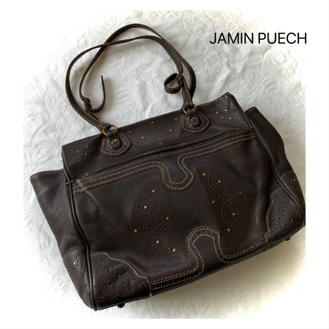 JAMIN PUECH(ジャマンピュエッシュ)の新品同様JAMIN PUECHジャマンピュエッシュ本革 濃茶色 バック レディースのバッグ(ショルダーバッグ)の商品写真