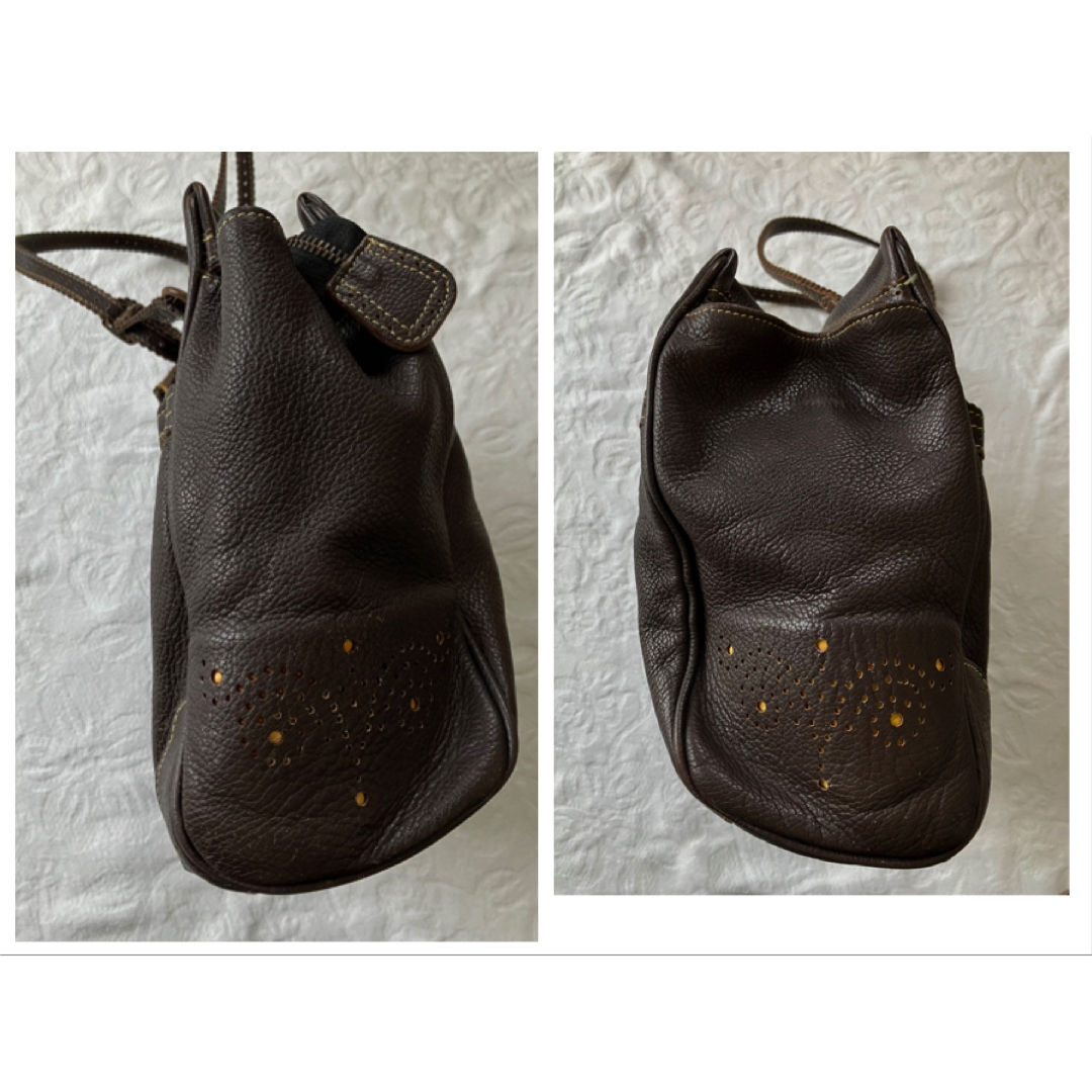 JAMIN PUECH(ジャマンピュエッシュ)の新品同様JAMIN PUECHジャマンピュエッシュ本革 濃茶色 バック レディースのバッグ(ショルダーバッグ)の商品写真
