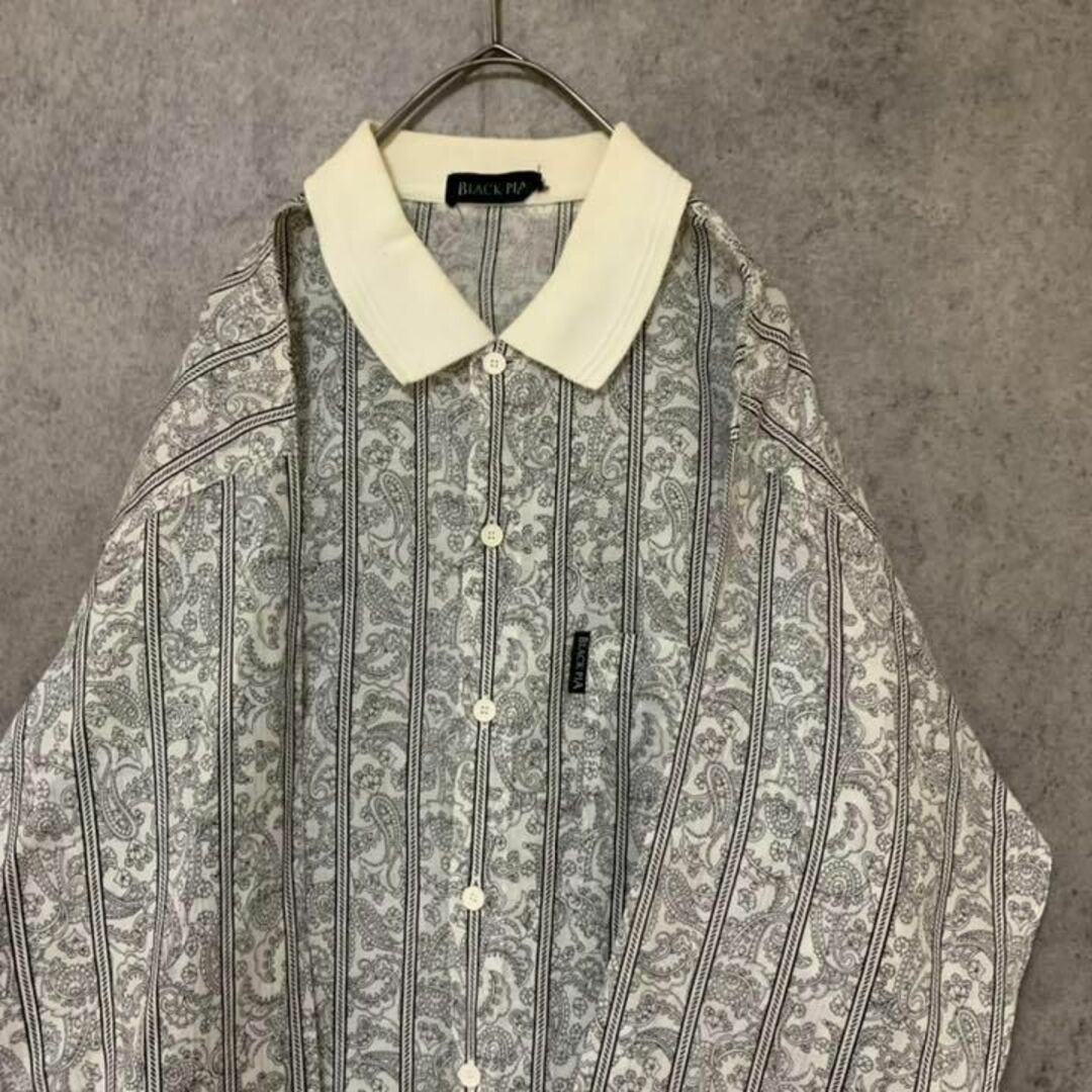 90S 総柄シャツ　シルクシャツ　　長袖　メンズL マルチカラー　菅田将暉在庫管理長袖柄シャツ1