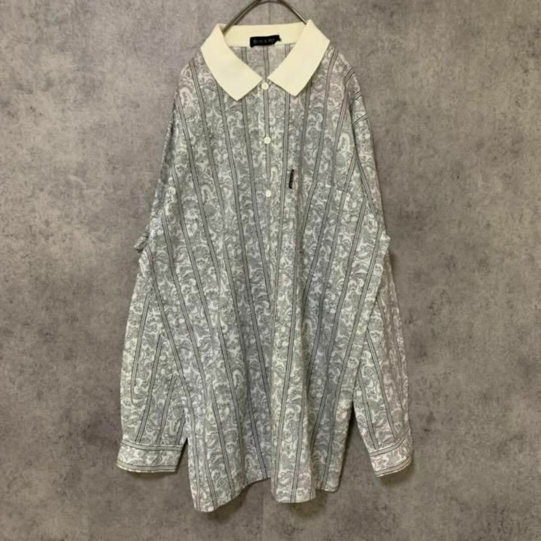 90S 総柄シャツ　シルクシャツ　　長袖　メンズL マルチカラー　菅田将暉在庫管理長袖柄シャツ1