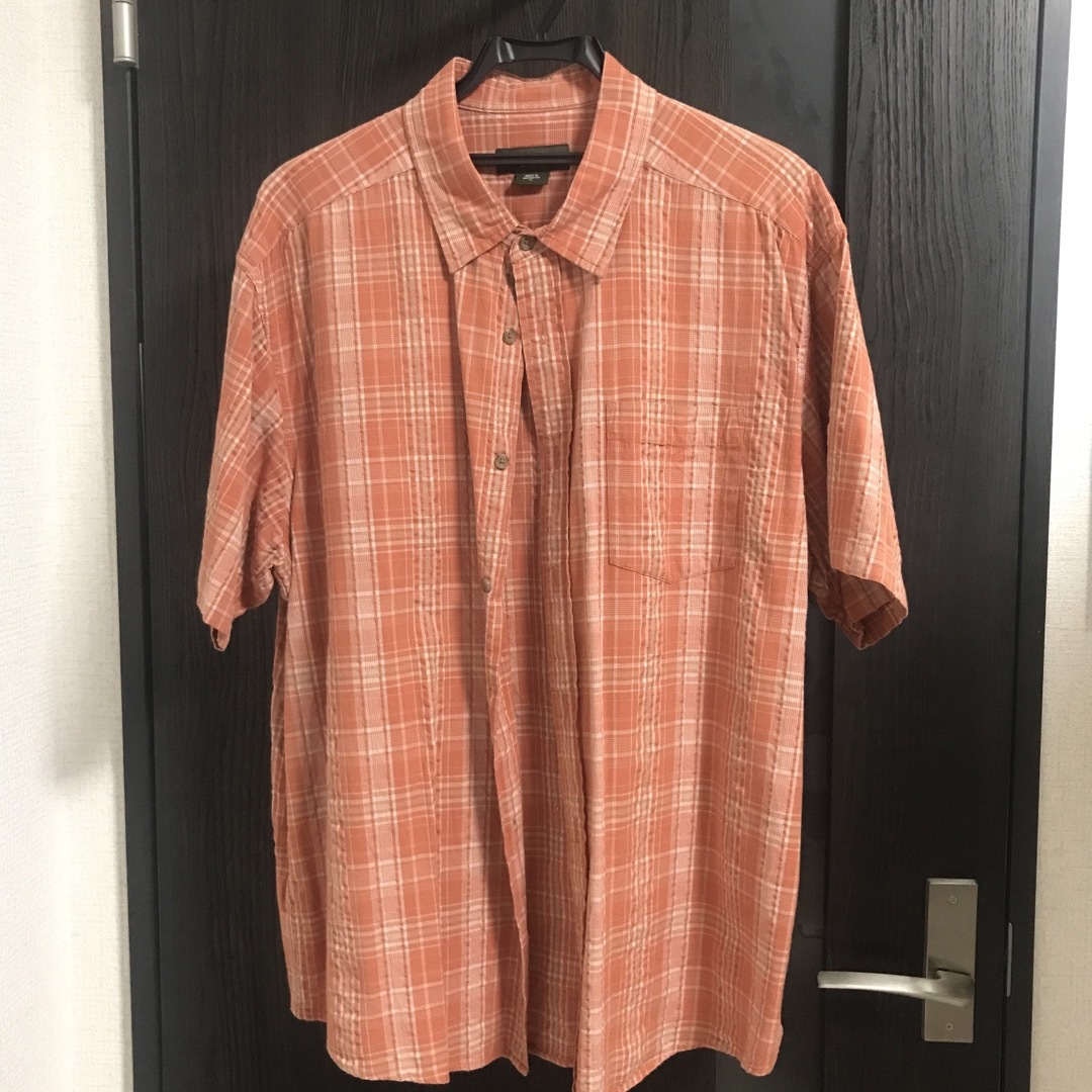 半袖　チェック　シャツ　オレンジ メンズのトップス(シャツ)の商品写真