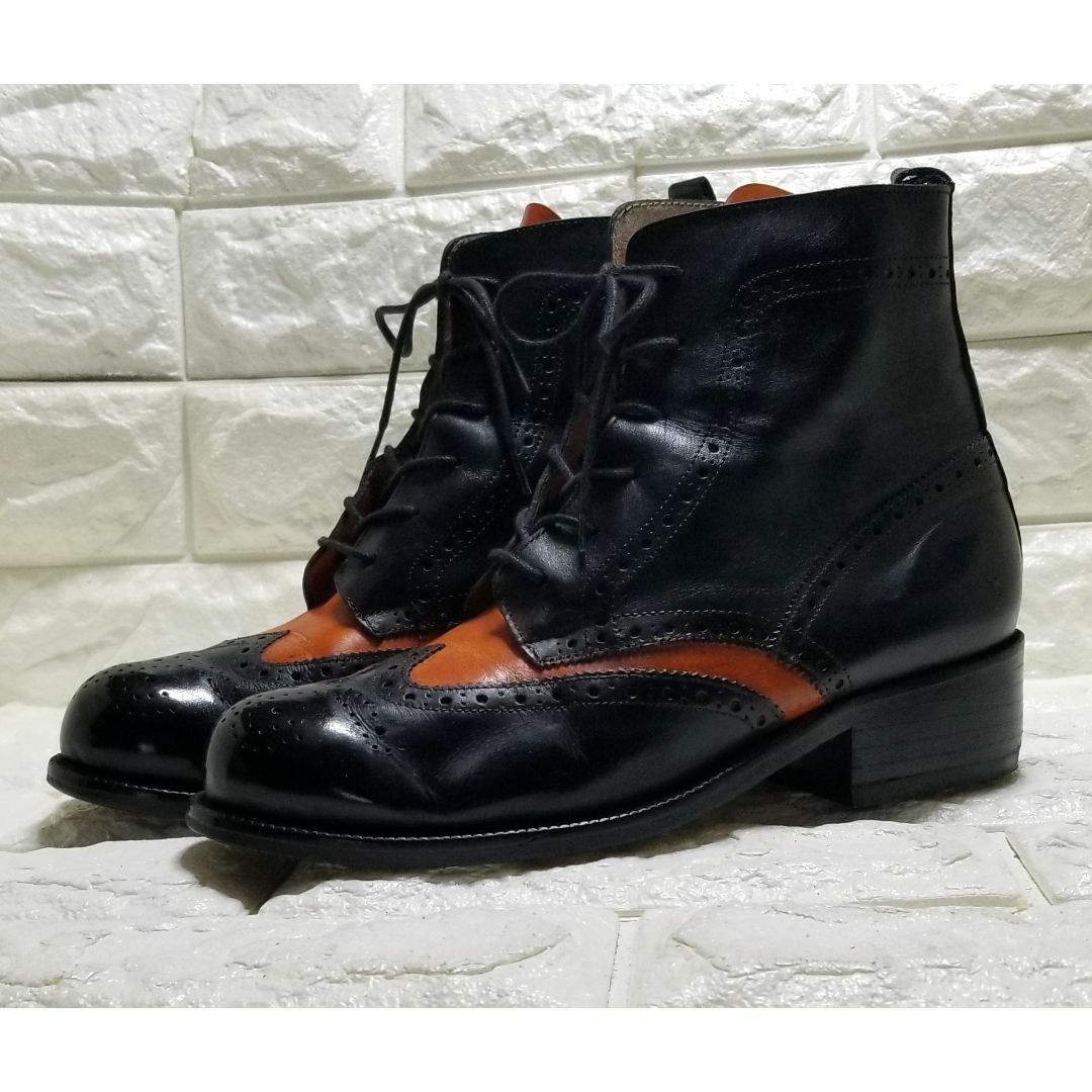 靴/シューズELIZABETH STUARTレースアップブーツ　黒×茶　Eur.39