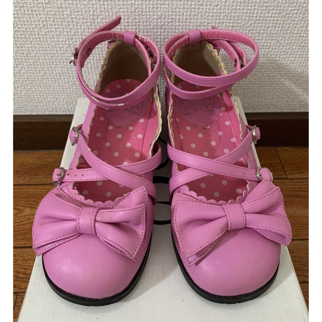 Angelic Pretty(アンジェリックプリティー)のAngelic Pretty☆ Tea Partyシューズ☆Mサイズ☆濃ピンク レディースの靴/シューズ(ハイヒール/パンプス)の商品写真