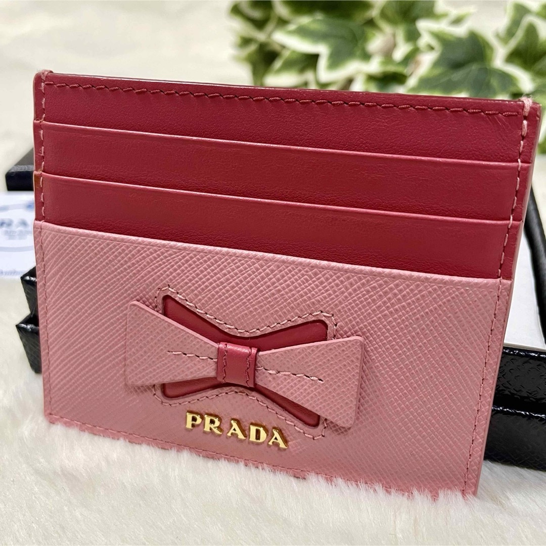 PRADA プラダ サフィアーノ リボン レザー カードケース - 名刺入れ