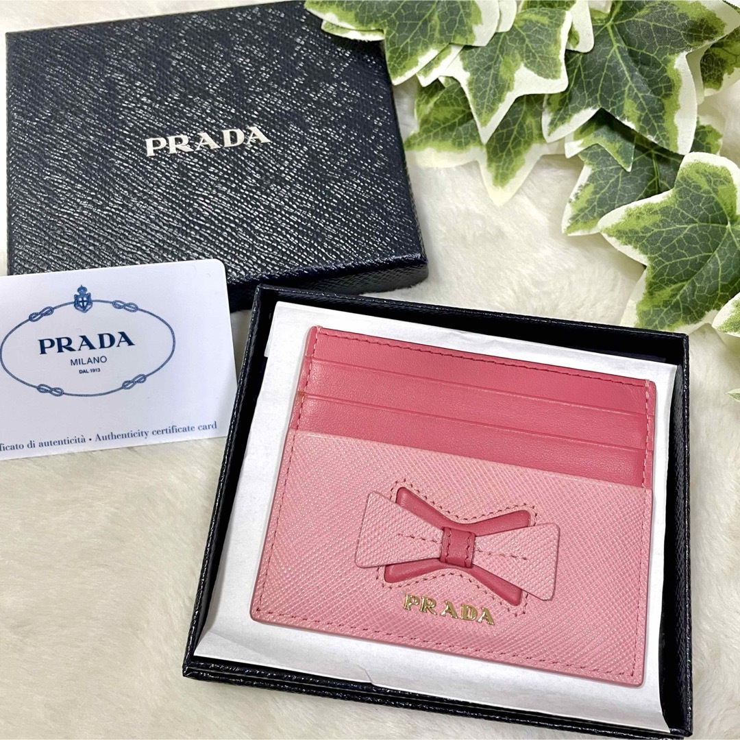 国内正規 美品 PRADA プラダ サフィアーノ リボン レザー カードケース | フリマアプリ ラクマ