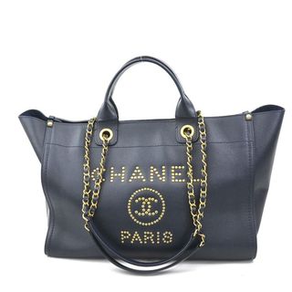 シャネル(CHANEL)のシャネル CHANEL ハンドバッグ ショルダーバッグ ドーヴィル レザー/メタル ネイビー/ゴールド レディース 送料無料【中古】 e57645a(ハンドバッグ)