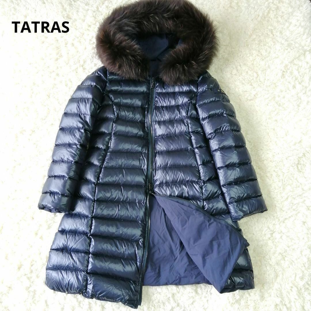 美品♡TATRAS　ロングダウン　イセラ　ファー　リバーシブル　ネイビー49cm袖丈