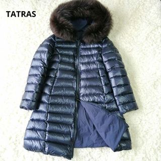 タトラス(TATRAS)の美品♡TATRAS　ロングダウン　イセラ　ファー　リバーシブル　ネイビー(ダウンジャケット)