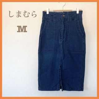 シマムラ(しまむら)のしまむら　デニムスカート　M    ストレッチ　ブルー(ひざ丈スカート)