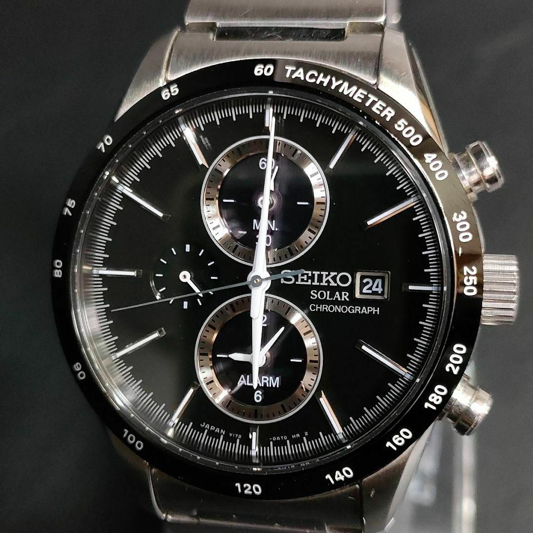 SEIKO(セイコー)の極美品【稼働品】SEIKO　セイコー　V172　ブラック　シルバー　ソーラー メンズの時計(腕時計(アナログ))の商品写真