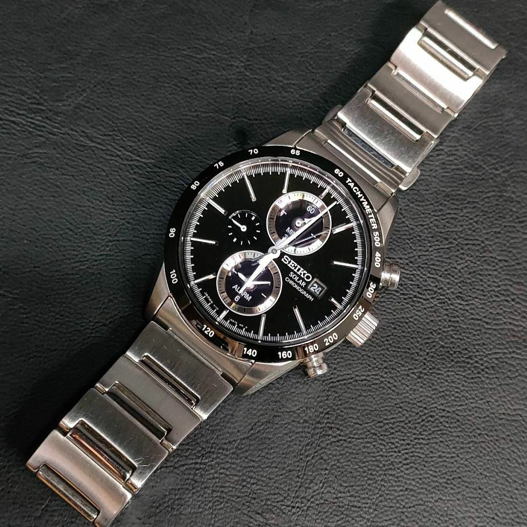 SEIKO(セイコー)の極美品【稼働品】SEIKO　セイコー　V172　ブラック　シルバー　ソーラー メンズの時計(腕時計(アナログ))の商品写真