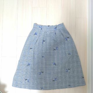 レッセパッセ(LAISSE PASSE)の【処分価格🌼】グレンチェック刺繍スカート🪻(ひざ丈スカート)