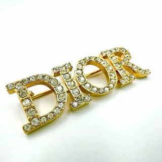 クリスチャンディオール(Christian Dior)のクリスチャンディオール ロゴ ラインストーン ブローチ レディース ゴールド(ブローチ/コサージュ)