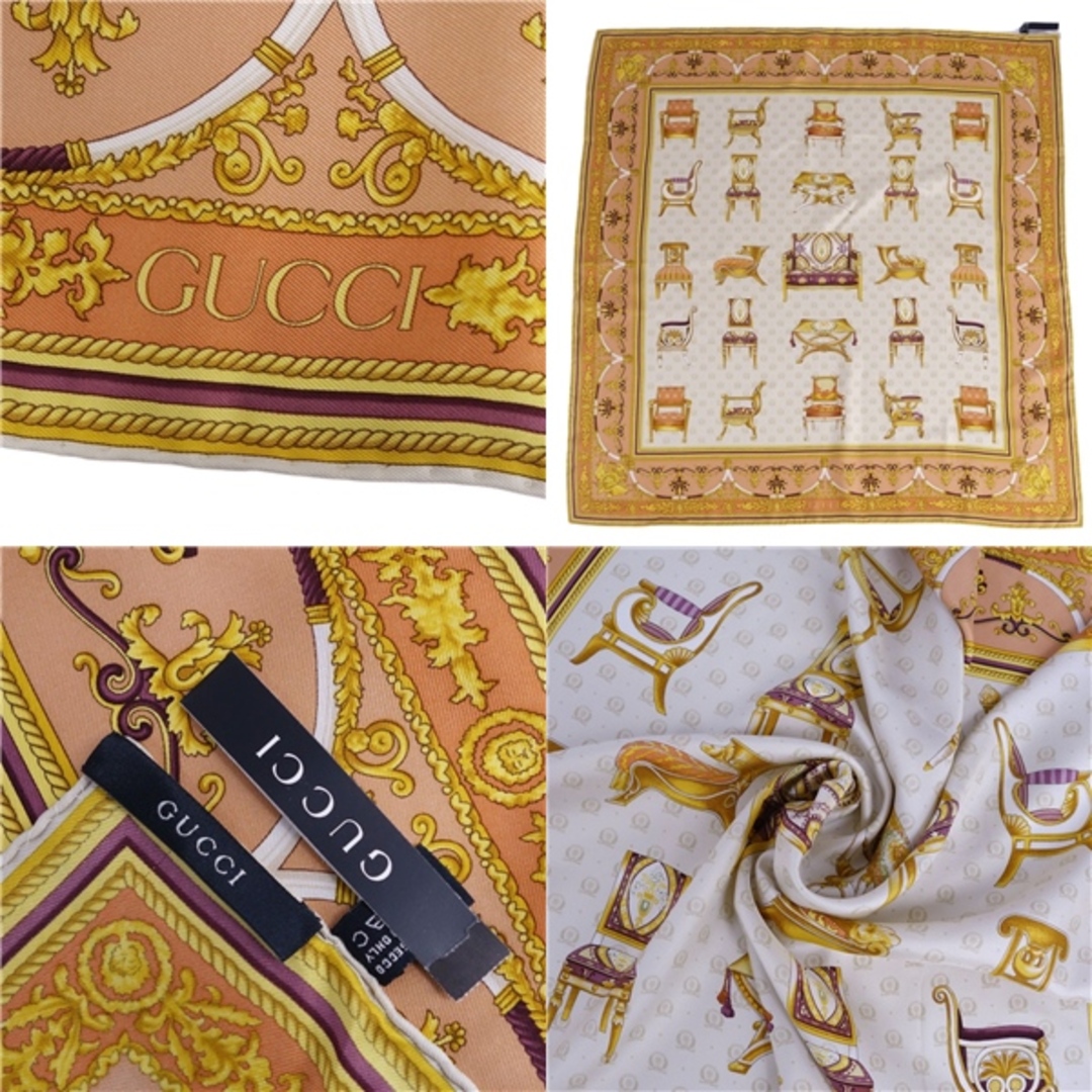 GUCCI - 極美品 グッチ GUCCI スカーフ 総柄 ロゴ シルク100 GUCCI - 極美品 グッチ GUCCI スカーフ 総柄 ロゴ シルク100