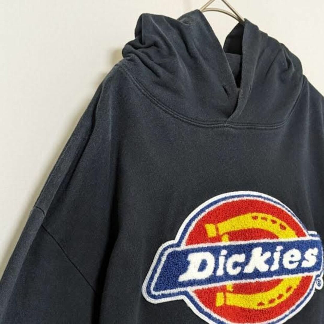 Dickies(ディッキーズ)の古着 パーカー ディッキーズ ロゴ アップリケ 黒 メンズのトップス(パーカー)の商品写真