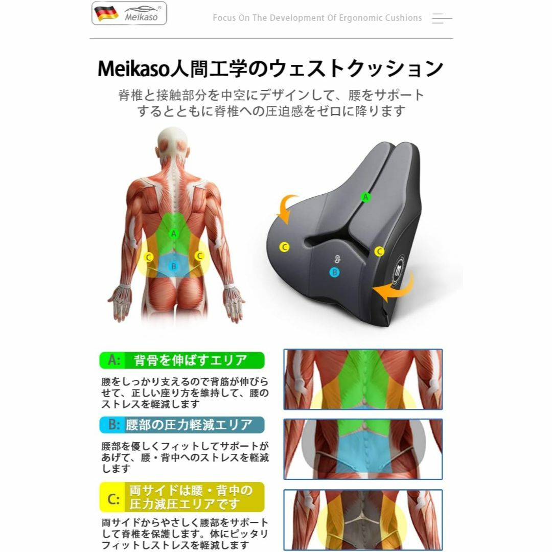 【新品未使用品】 Meikaso 腰クッシ ネックパッド 車用クッション カー インテリア/住まい/日用品のインテリア小物(クッション)の商品写真