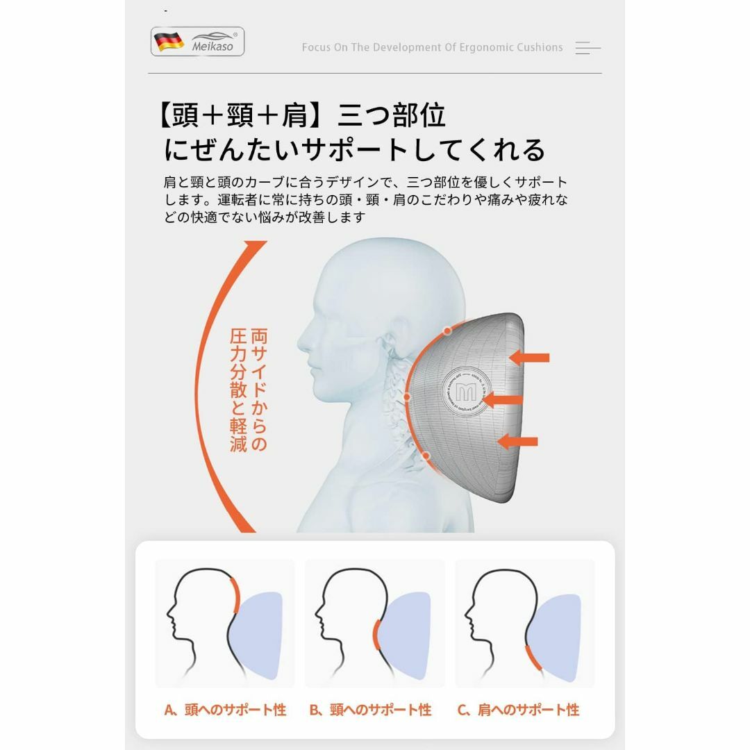 【新品未使用品】 Meikaso 腰クッシ ネックパッド 車用クッション カー インテリア/住まい/日用品のインテリア小物(クッション)の商品写真