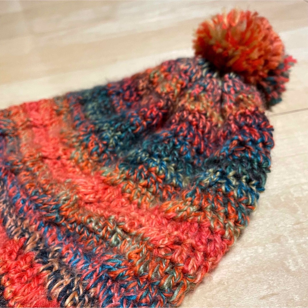 最終処分SALE‼️／handmade／手編みニット帽＆マフラーセット ハンドメイドのファッション小物(帽子)の商品写真