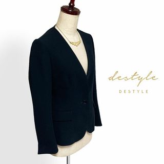 スーツカンパニー(THE SUIT COMPANY)のスーツカンパニーdestyle☆ネイビーノーカラージャケット長袖(ノーカラージャケット)