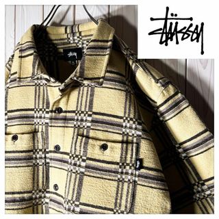 ステューシー(STUSSY)の【美品 XL】ステューシー 刺繍ロゴ ラングレープレイド チェック CPOシャツ(ブルゾン)