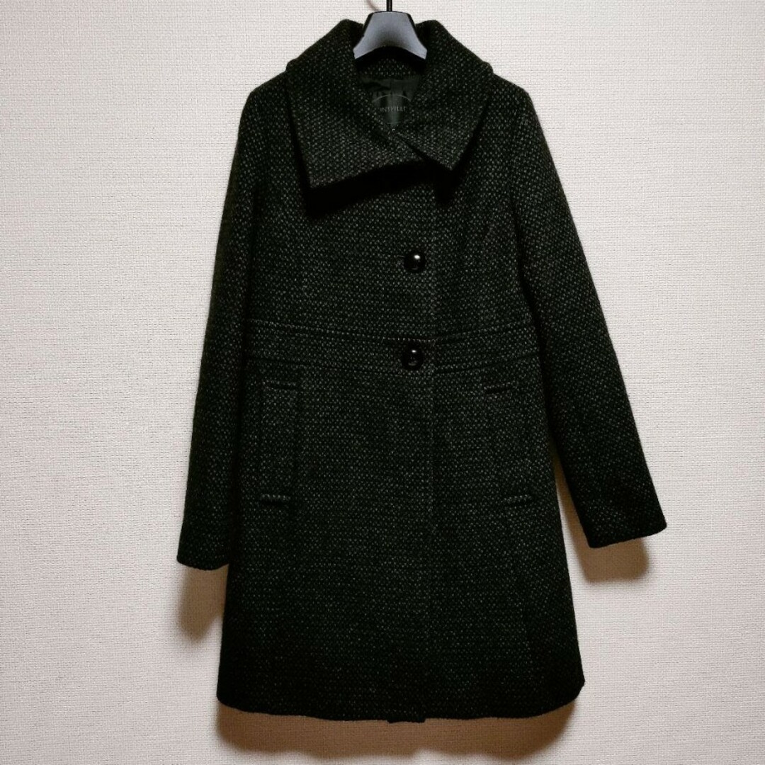美品】アンタイトル 高級アンゴラ混 ウールロングステンカラーコート 美品】アンタイトル 高級アンゴラ混 ウールロングステンカラーコート