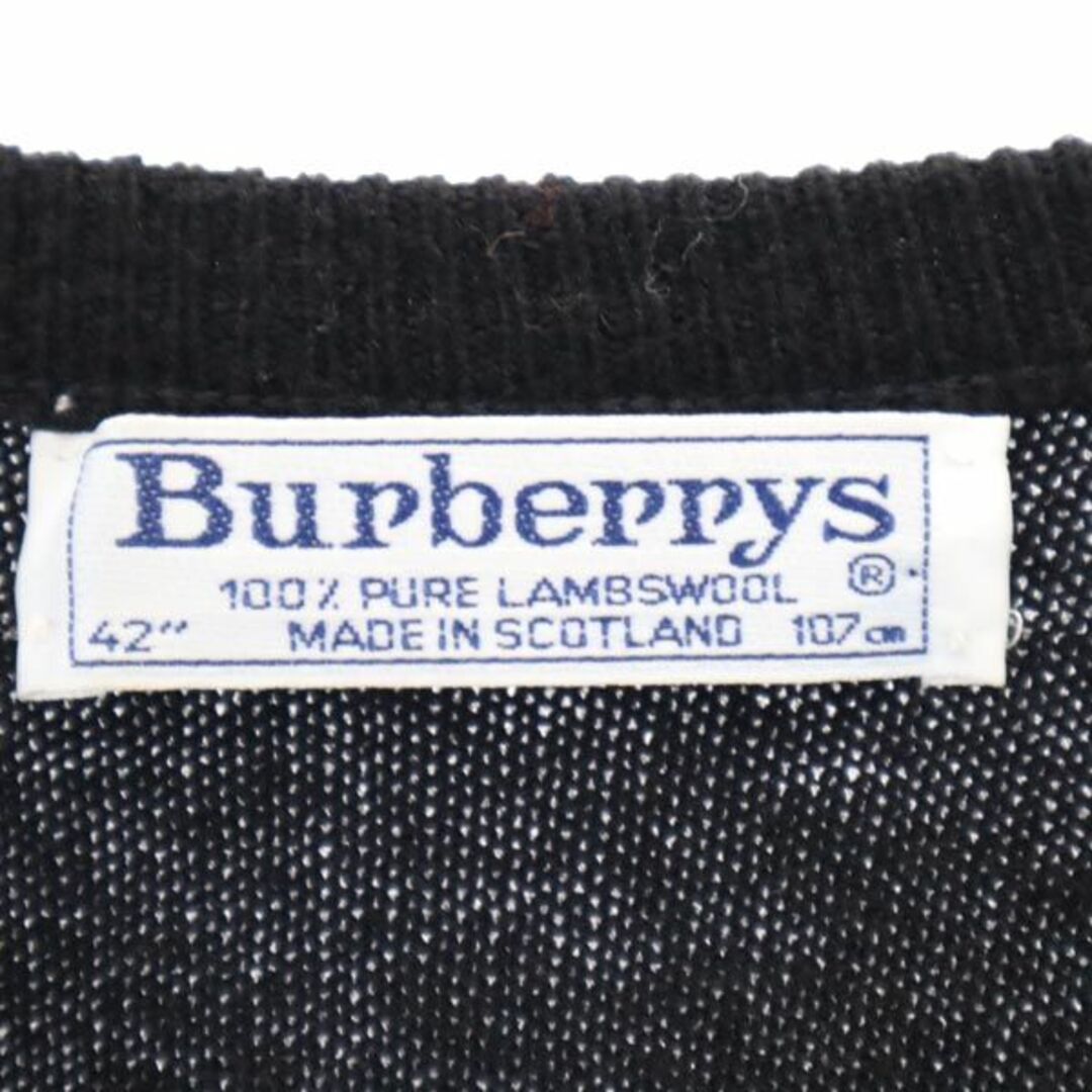 BURBERRY(バーバリー)のバーバリーズ 90s オールド 長袖 Vネック セーター 42 ブラック系 Burberrys ニット メンズ 古着 【231219】 メンズのトップス(ニット/セーター)の商品写真