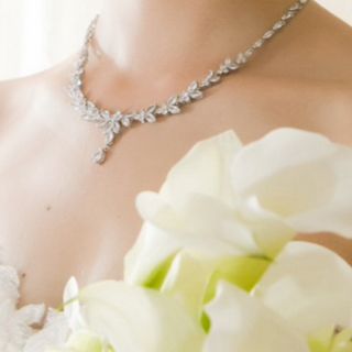 ジルコニア 2点セット ピアス/イヤリング・ネックレス 結婚式 ブライダル(その他)