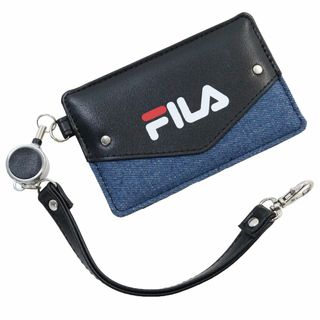 フィラ(FILA)のFILA フィラ 定期入れ パスケース リール付き デニムレター★ブラック新品(名刺入れ/定期入れ)