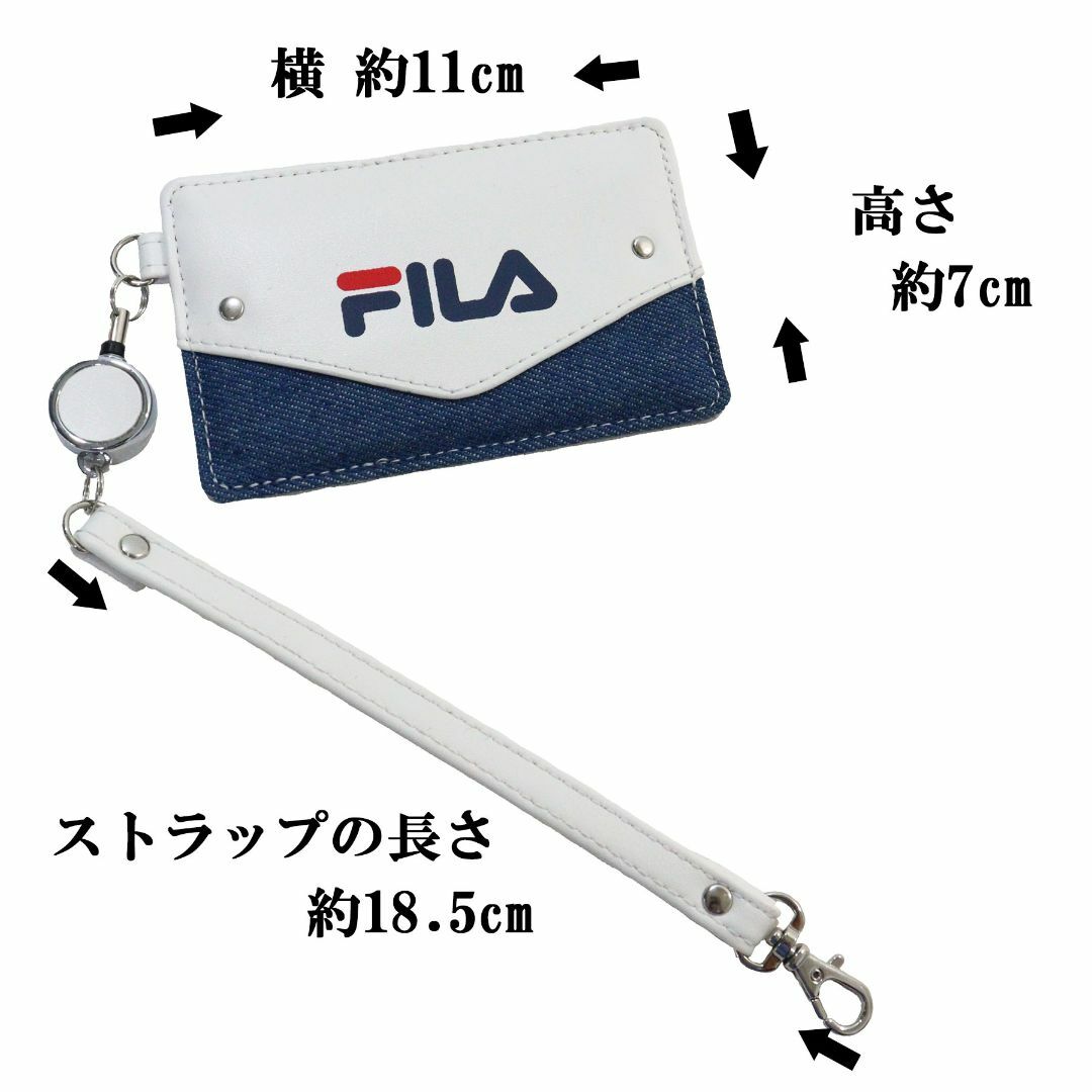 FILA(フィラ)のFILA フィラ 定期入れ パスケース リール付き デニムレター★ホワイト新品 レディースのファッション小物(名刺入れ/定期入れ)の商品写真