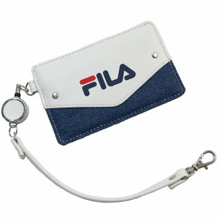 フィラ(FILA)のFILA フィラ 定期入れ パスケース リール付き デニムレター★ホワイト新品(名刺入れ/定期入れ)