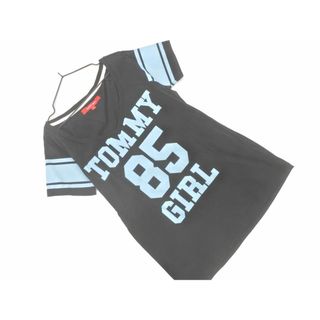 トミーガール(tommy girl)のtommy girl トミーガール プリント Vネック Tシャツ sizeS/黒 ■◆ レディース(Tシャツ(半袖/袖なし))