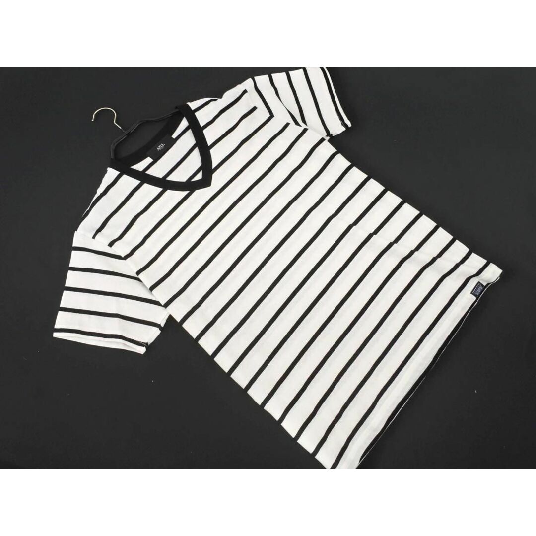 moussy(マウジー)のAZUL BY MOUSSY アズールバイマウジー Vネック ボーダー Tシャツ sizeS/白ｘ黒 ■◆ メンズ メンズのトップス(Tシャツ/カットソー(半袖/袖なし))の商品写真