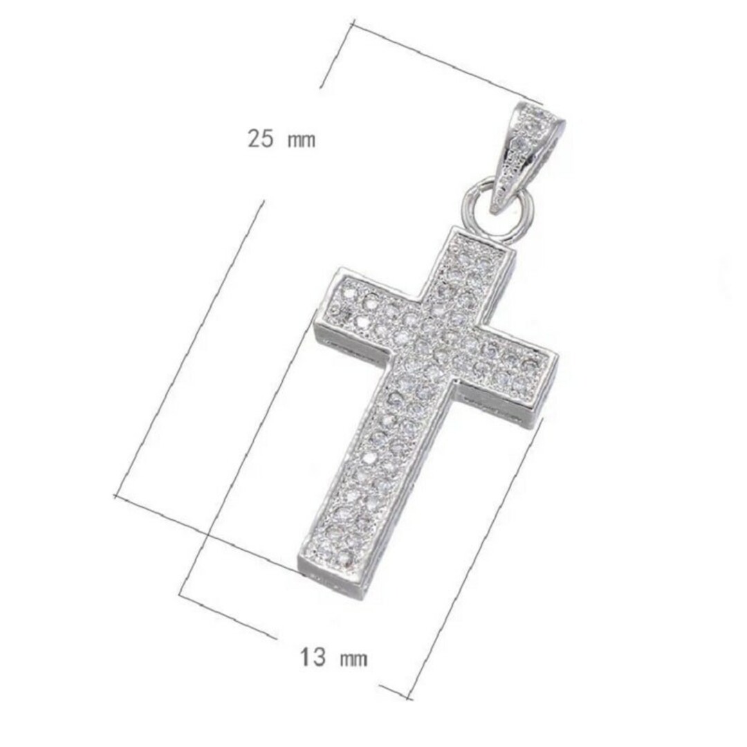 (537) CZダイヤモンド キラキラ クロス ネックレス サージカルステンレス メンズのアクセサリー(ネックレス)の商品写真
