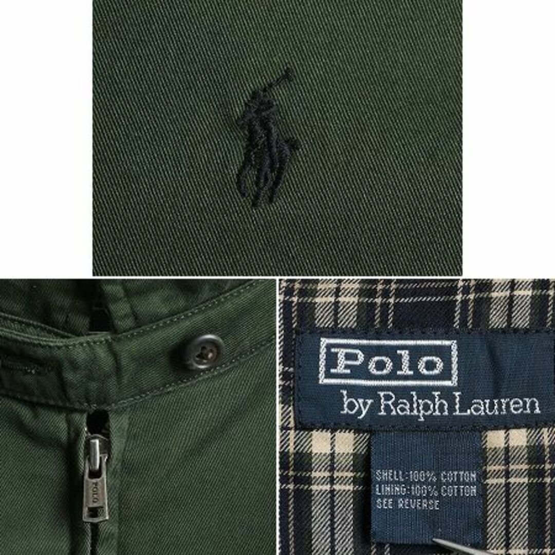 Ralph Lauren(ラルフローレン)のポロ ラルフローレン コットン スイングトップ ジャケット メンズ M ブルゾン フルジップ チェック ライナー付き 襟 コーデュロイ POLO 緑 メンズのジャケット/アウター(ブルゾン)の商品写真