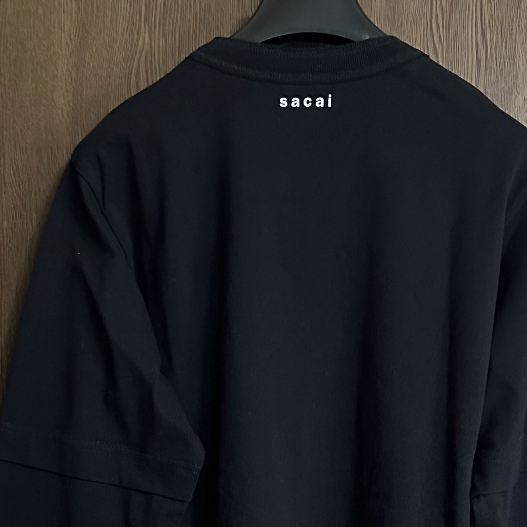 sacai(サカイ)の黒4新品 sacai サカイ メンズ BACK レイヤード ロング Tシャツ メンズのトップス(スウェット)の商品写真