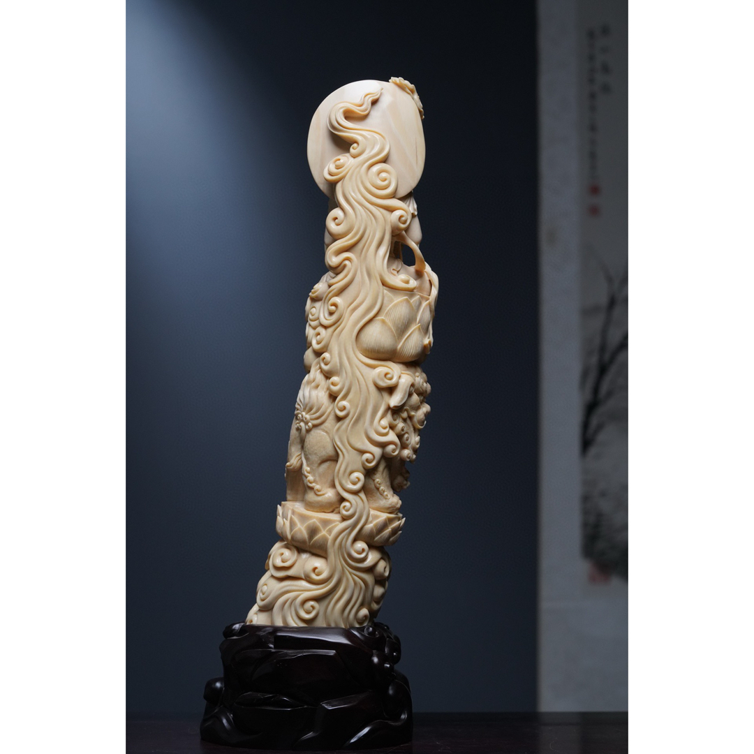 天然マンモス牙精巧な手作り彫刻文殊菩薩 置物の通販 by デジタル製品 天然マンモス牙精巧な手作り彫刻文殊菩薩 置物の通販 by デジタル製品