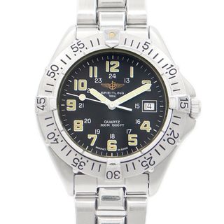 ブライトリング(BREITLING)の電池交換済 BREITLING ブライトリング コルト A57035 デイト 黒 ブラック SS ステンレス メンズ クォーツ【6ヶ月保証】【腕時計】【中古】(腕時計(アナログ))