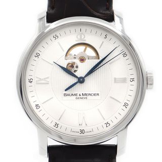 ボームエメルシエ(BAUME&MERCIER)の内部点検済 BAUME＆MERCIER ボーム&メルシェ クラシマ エグゼクティブ オープンハート MOA08688 シルバー SS ステンレス 純正ベルト 純正尾錠 メンズ 自動巻き【6ヶ月保証】【腕時計】【中古】(腕時計(アナログ))