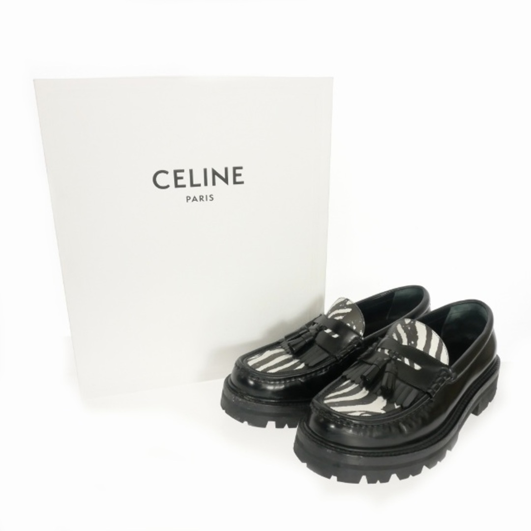 celine(セリーヌ)のセリーヌ CELINE ゼブラ柄 タッセルローファー チャンキーヒール 靴 42 メンズの靴/シューズ(スリッポン/モカシン)の商品写真