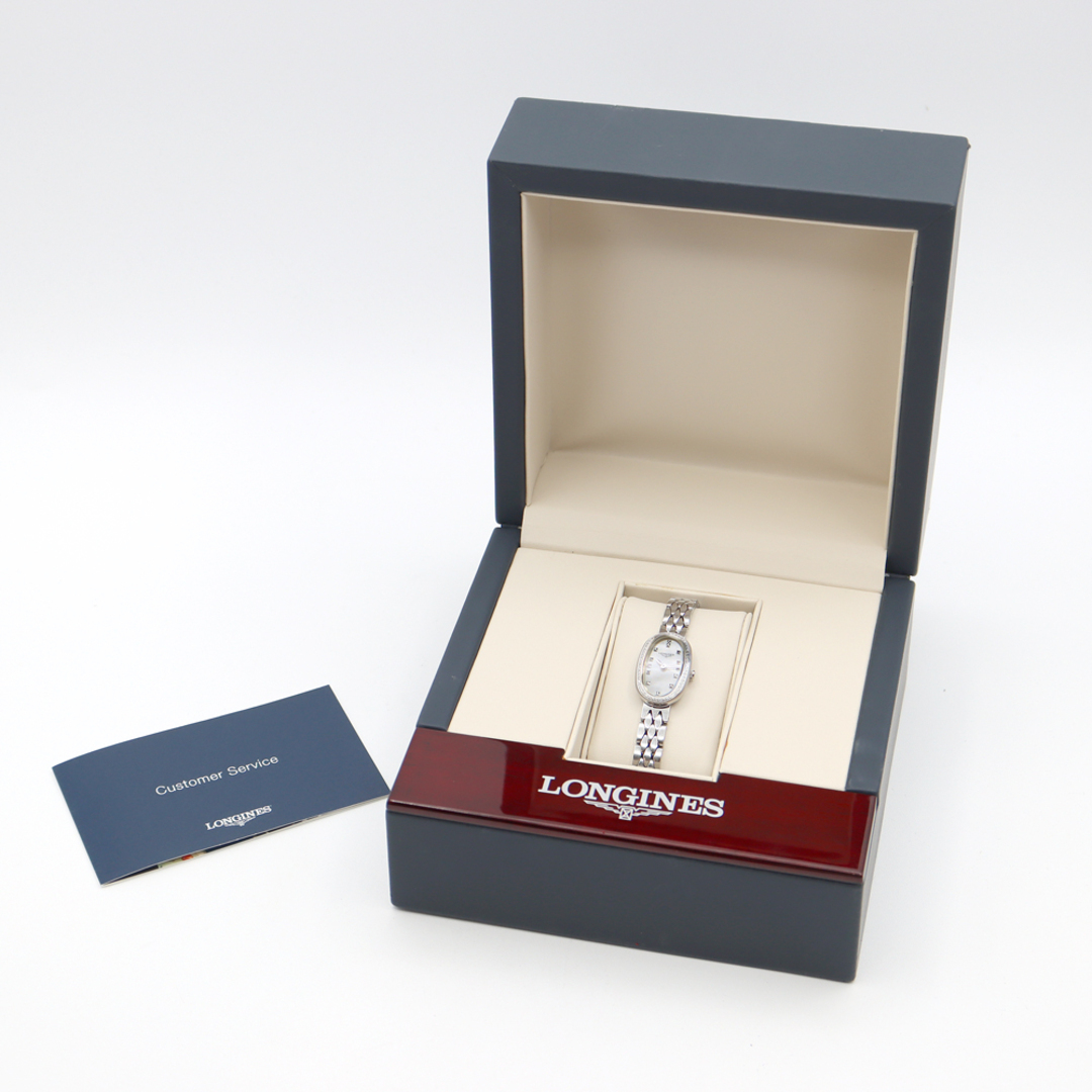 LONGINES(ロンジン)のLONGINES ロンジン サンフォネット L2 304 0 13Pダイヤ ダイヤベゼル 白 ホワイトシェル SS ステンレス レディース クォーツ【6ヶ月保証】【腕時計】【中古】 レディースのファッション小物(腕時計)の商品写真