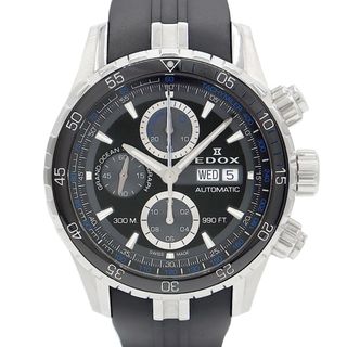 エドックス(EDOX)のEDOX エドックス グランドオーシャン クロノグラフ 01123 デイデイト 300m防水 黒 ブラック SS ステンレス 純正ラバーベルト 純正尾錠 メンズ 自動巻き【6ヶ月保証】【腕時計】【中古】(腕時計(アナログ))