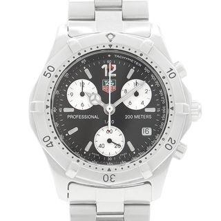 タグホイヤー(TAG Heuer)の内部点検済 TAG Heuer タグホイヤー 2000シリーズ プロフェッショナル 200m クロノグラフ CK1110-0 デイト 黒 ブラック SS ステンレス メンズ クォーツ【6ヶ月保証】【腕時計】【中古】(腕時計(アナログ))