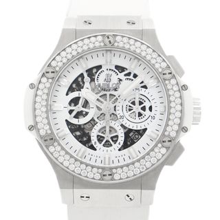 ウブロ(HUBLOT)の内部点検済 HUBLOT ウブロ ビッグバン アエロバン 日本限定 オールホワイト ダイヤモンド 311.SE.2010.RW.1104.JSM12 純正ダイヤベゼル クロノグラフ デイト 白 ホワイト スケルトン SS ステンレス 純正ベルト 純正尾錠 メンズ 自動巻き ビックバン【6ヶ月保証】【腕時計】【中古】(腕時計(アナログ))