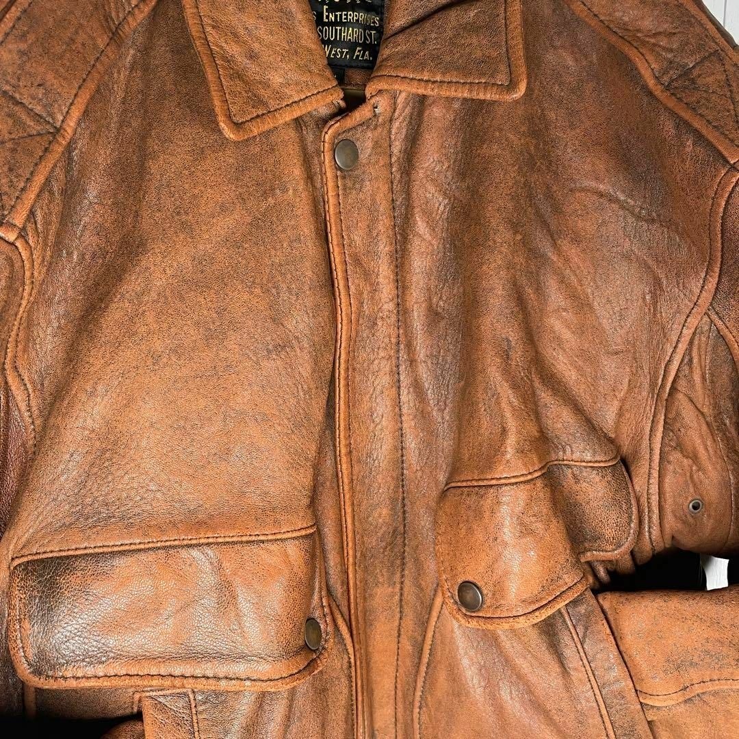 Vintage レザージャケット　フライトジャケット　革ジャン　ラムレザー　本革袖丈60cm