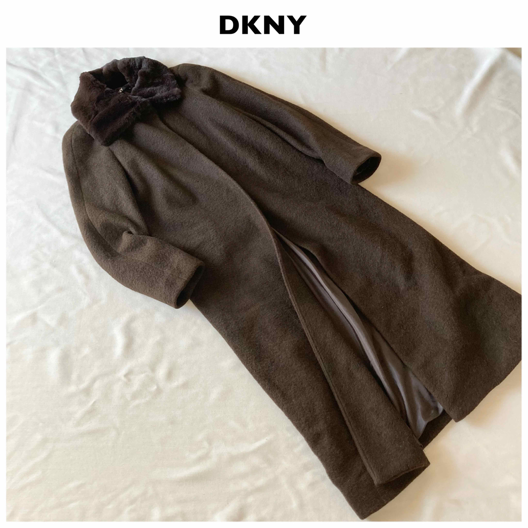 DKNY(ダナキャランニューヨーク)の90s 00s ビンテージ DKNY ダナキャラン アルパカ混 ファー コート レディースのジャケット/アウター(ロングコート)の商品写真