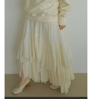 カーサフライン(CASA FLINE)のカーサフライン　コットンティアードスカート　ホワイト(ロングスカート)