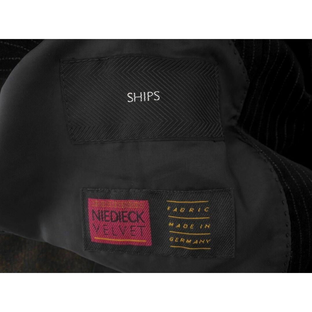 SHIPS(シップス)のSHIPS シップス ベロア ストライプ テーラード ジャケット size46/黒 ◇■ メンズ メンズのジャケット/アウター(テーラードジャケット)の商品写真